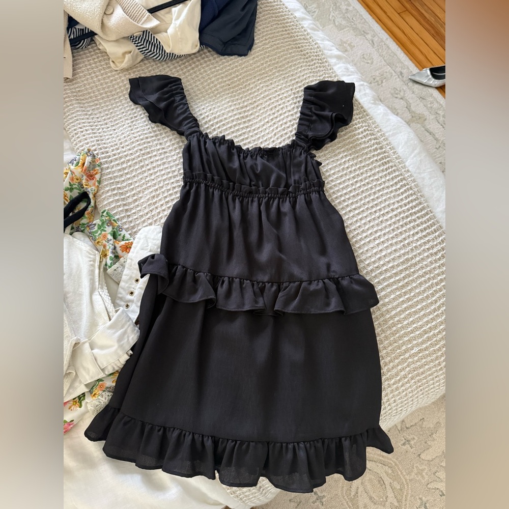 WeWoreWhat Black Ruffle Strap Sundress